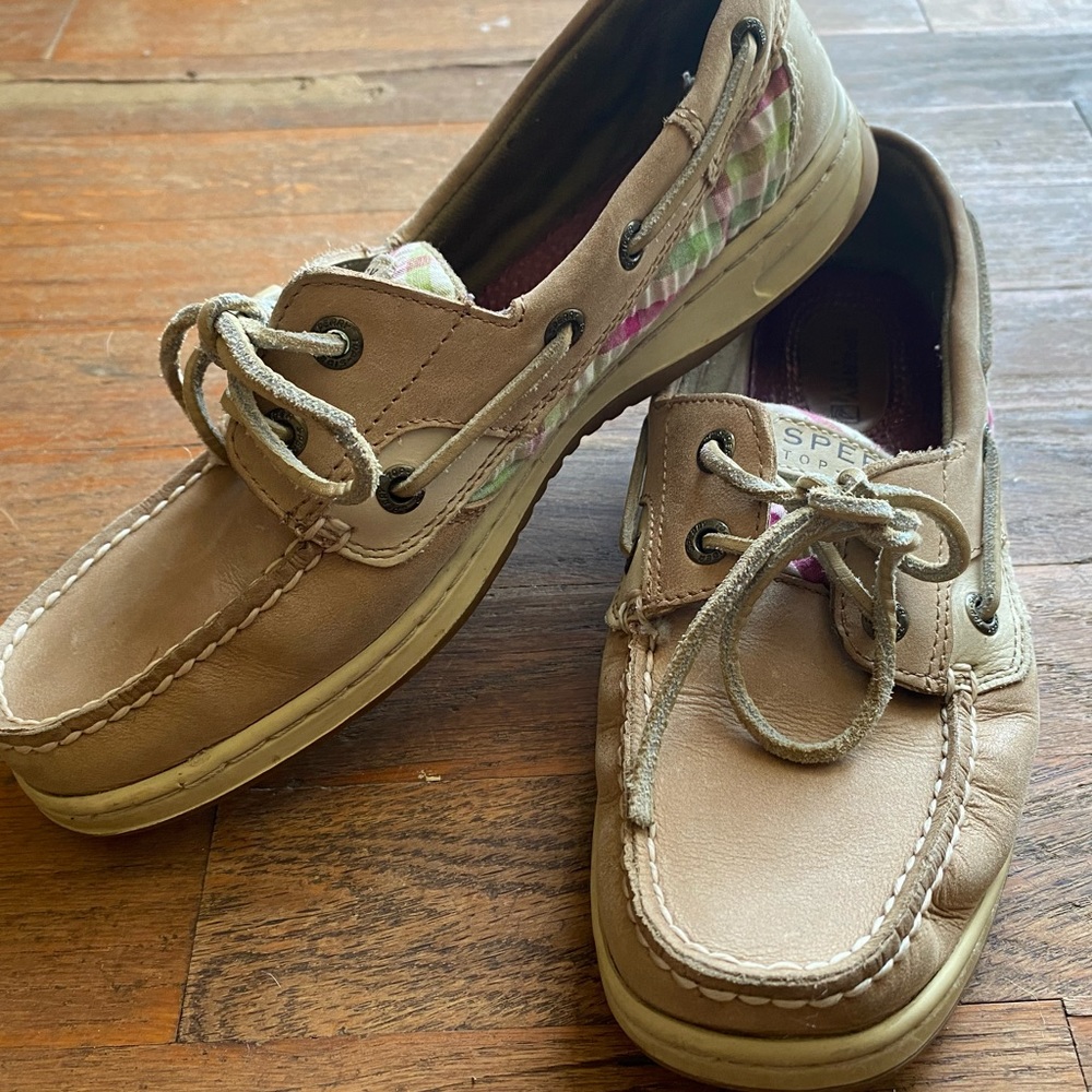 Sperry Topsiders Pink and Green sz 7